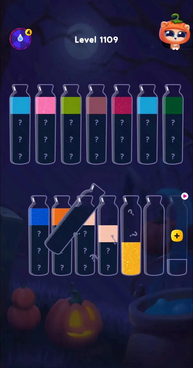 Уровень 1109 Get Color: Семь бутылок в каждом ряду